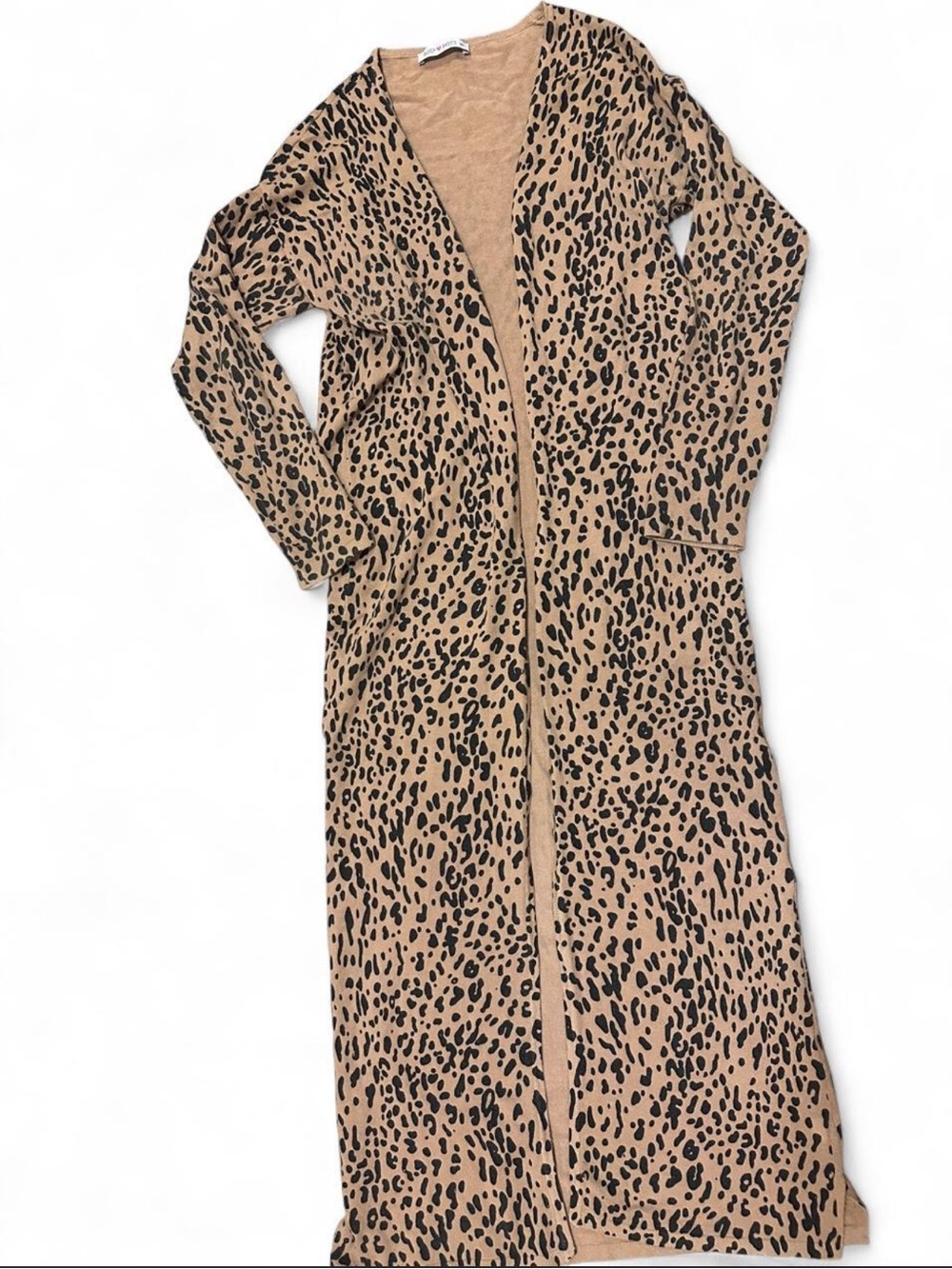 Buddy Basics Leopard Print Maxi Duster Cardigan M/L